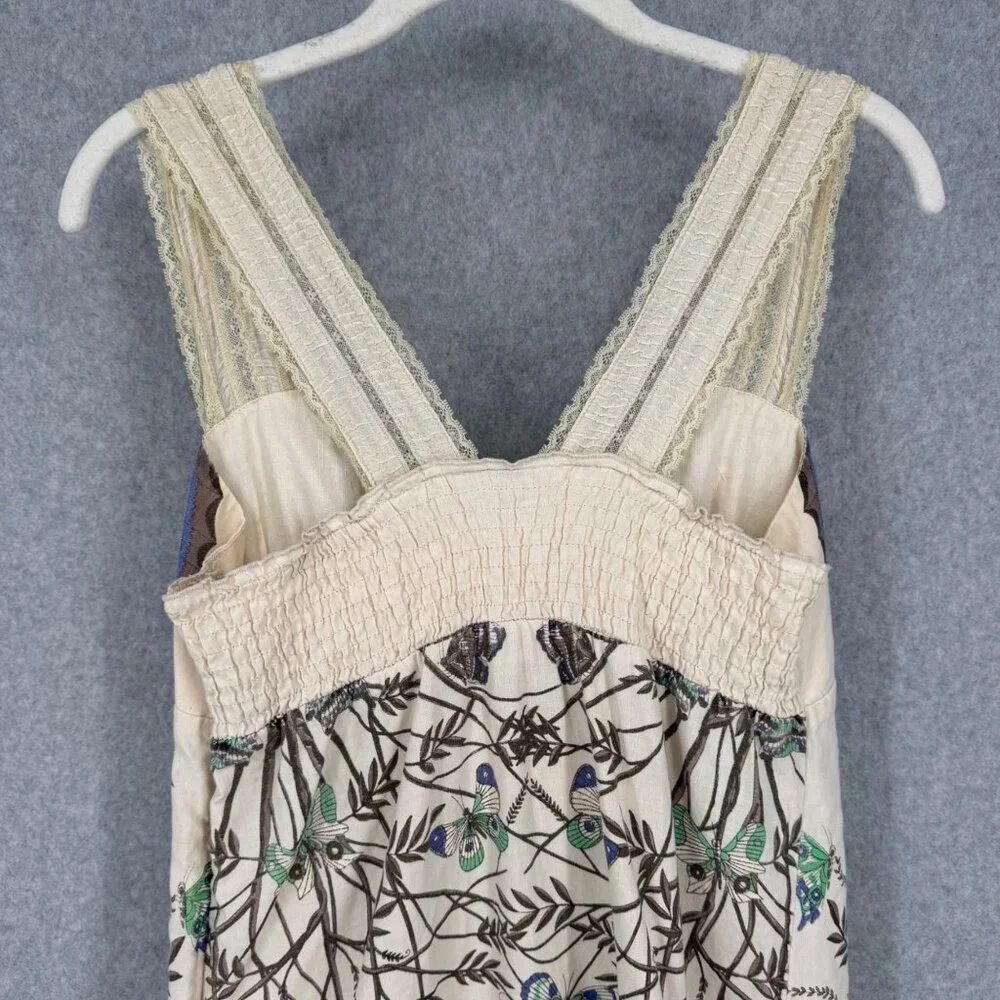 Free People Madame Butterfly Mini Dress Size 10 Cream VTG Y2K ASO Ashley Tisdale - Picture 5 of 13